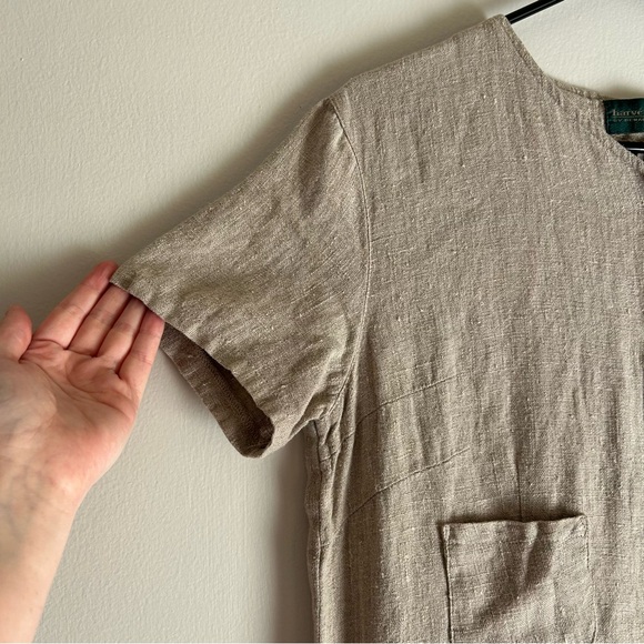 Harvé Benard by Benard Holtzman Linen Button Up Dress Pockets Short Sleeve - Picture 3 of 7